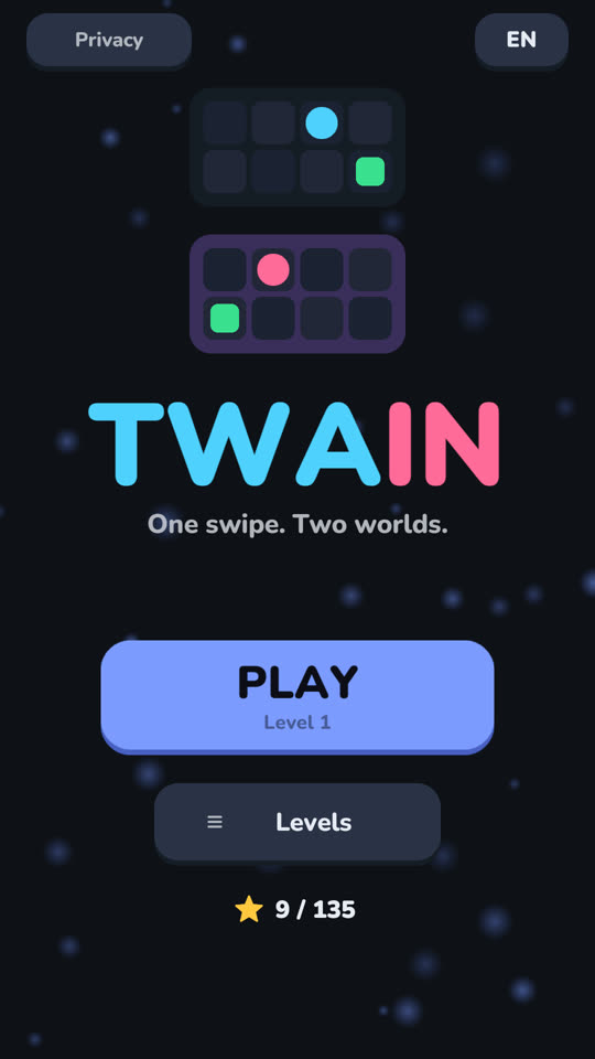 Title screen with two mirrored mini boards